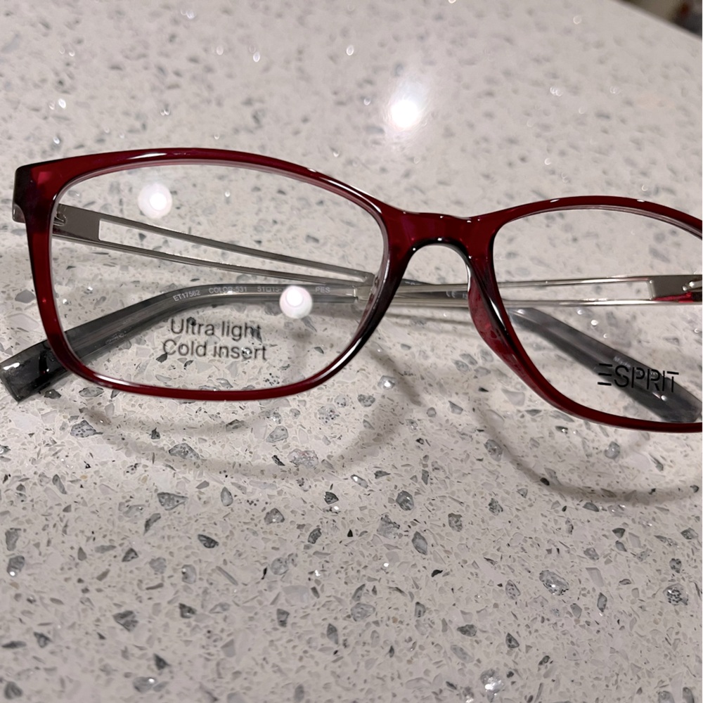 NEW Esprit Woman’s Plastic/ Metal Eyeglass Frame in Red/ Silver.